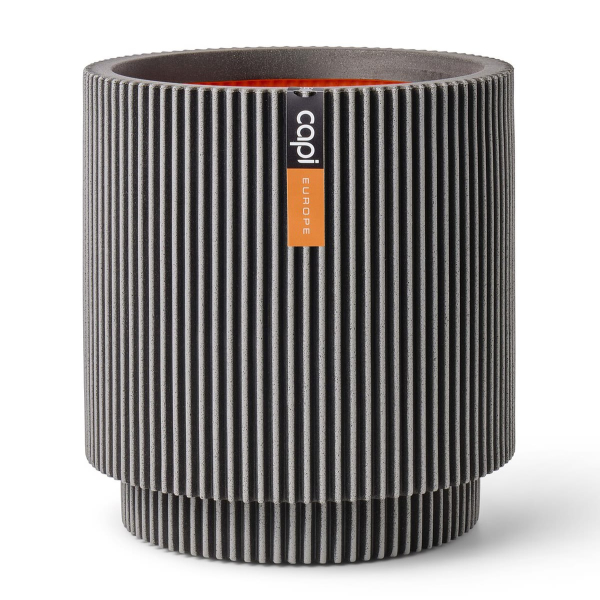 Capi Europe Pflanzgefäß Groove NL Zylinder Anthrazit mit Isolierschicht Ø 43,5 cm - Kunststoff