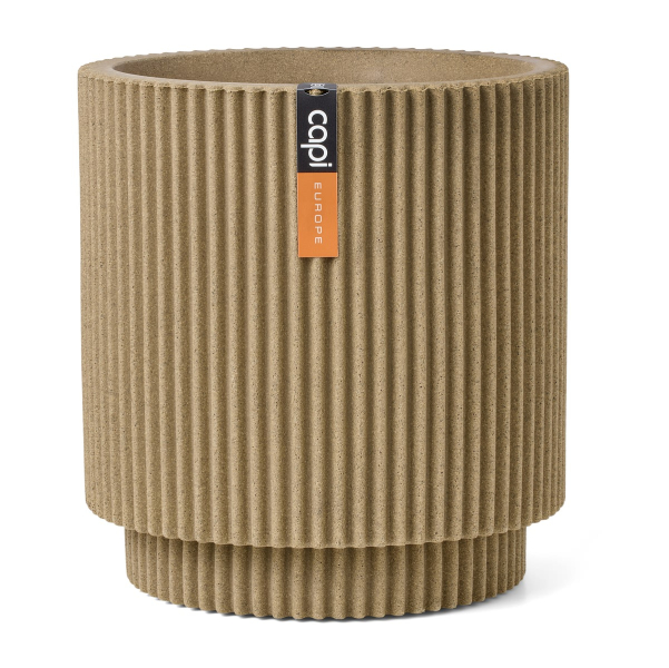 Capi Europe Pflanzgefäß Groove NL Zylinder Beige mit Isolierschicht Ø 43,5 cm - Kunststoff