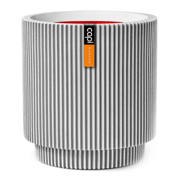 Capi Europe Übertopf Groove NL Zylinder Elfenbeinfarben mit Isolierschicht Ø 36,6 cm - Kunststoff Capi Europe Übertopf Groove NL Zylinder Elfenbeinfarben mit Isolierschicht Ø 36,6 cm - Kunststoff