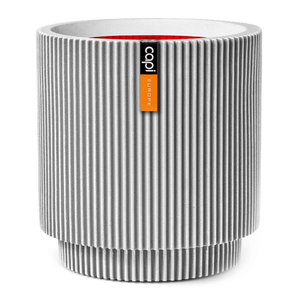 Capi Europe Pflanzgefäß Groove NL Zylinder Elfenbeinfarben mit Isolierschicht Ø 43,5 cm - Kunststoff