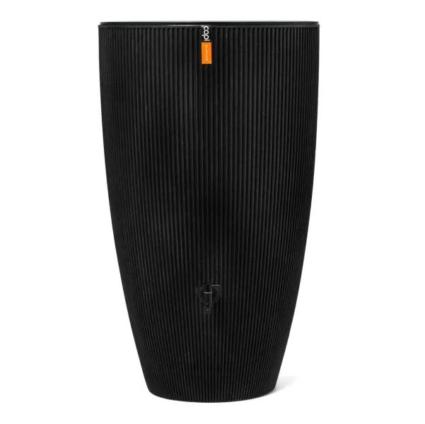 Capi Europe Regentonne Groove BE Schwarz mit Auslaufhahn 210 Liter Inhalt - Kunststoff