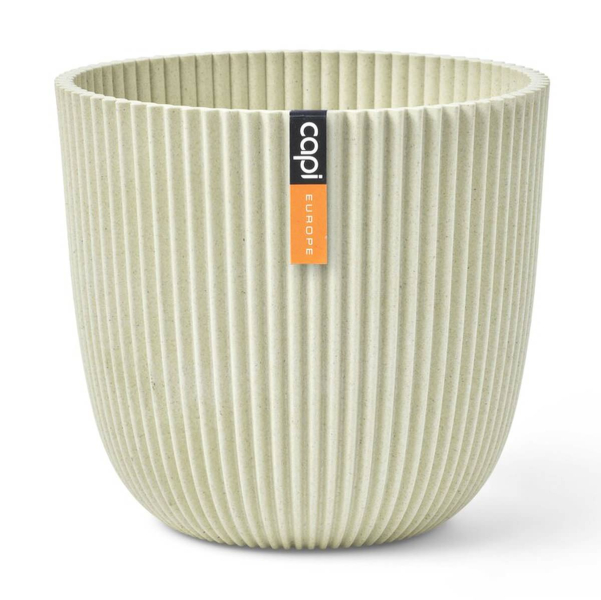 Capi Europe Übertopf Groove Kugel Beige Ø 25 cm - Kunststoff