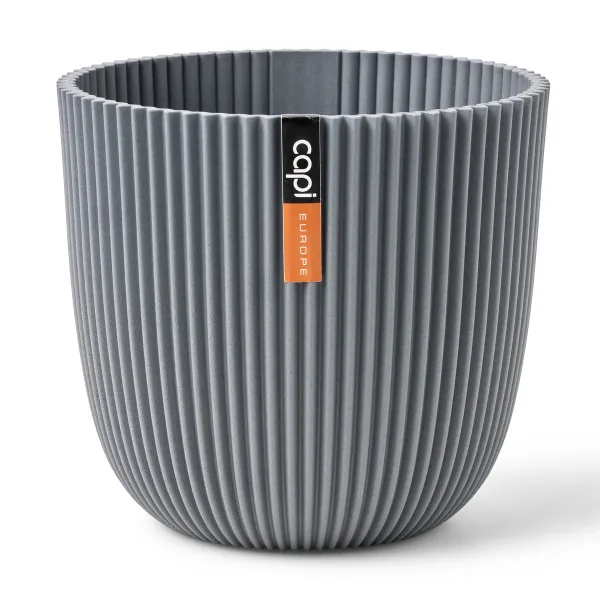 Capi Europe Übertopf Groove Kugel Grau Ø 13 cm - Kunststoff
