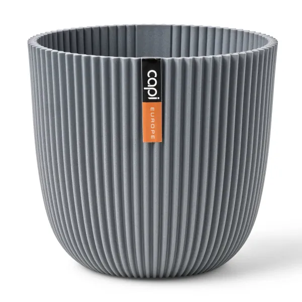 Capi Europe Übertopf Groove Kugel Grau Ø 25 cm - Kunststoff