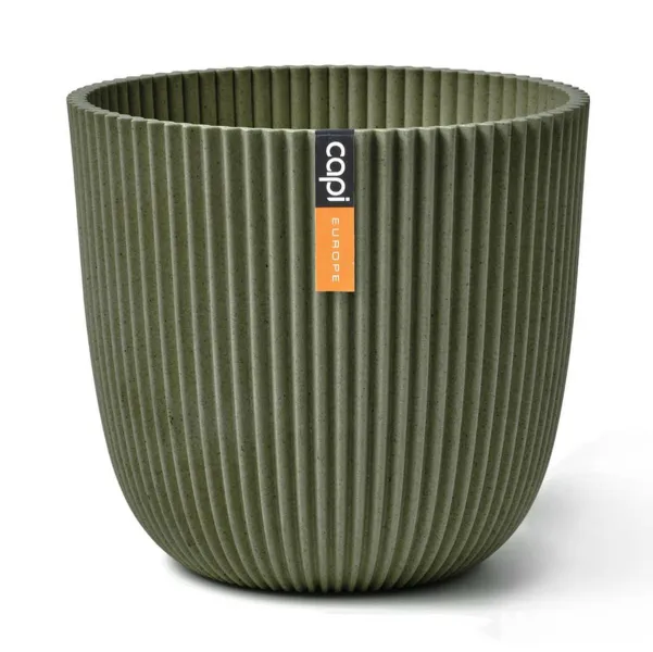 Capi Europe Übertopf Groove Kugel Grün Ø 25 cm - Kunststoff