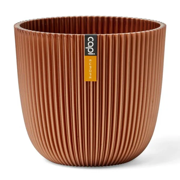 Capi Europe Übertopf Groove Kugel Kupferfarben metallic Ø 16,5 cm - Kunststoff