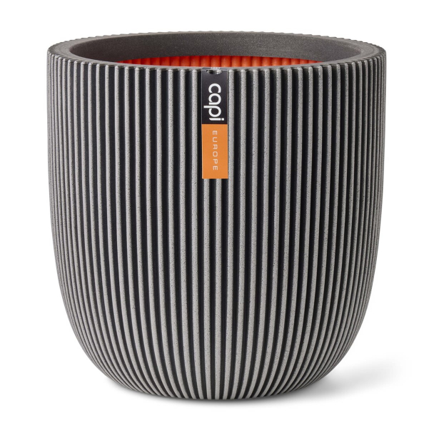 Capi Europe Übertopf Groove NL Kugel Anthrazit mit Isolierschicht Ø 35  - Kunststoff