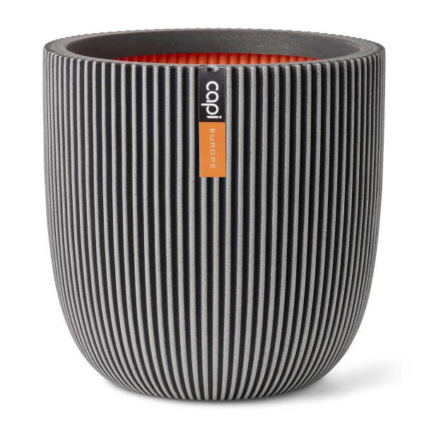 Capi Europe Übertopf Groove NL Kugel Anthrazit mit Isolierschicht Ø 43  - Kunststoff