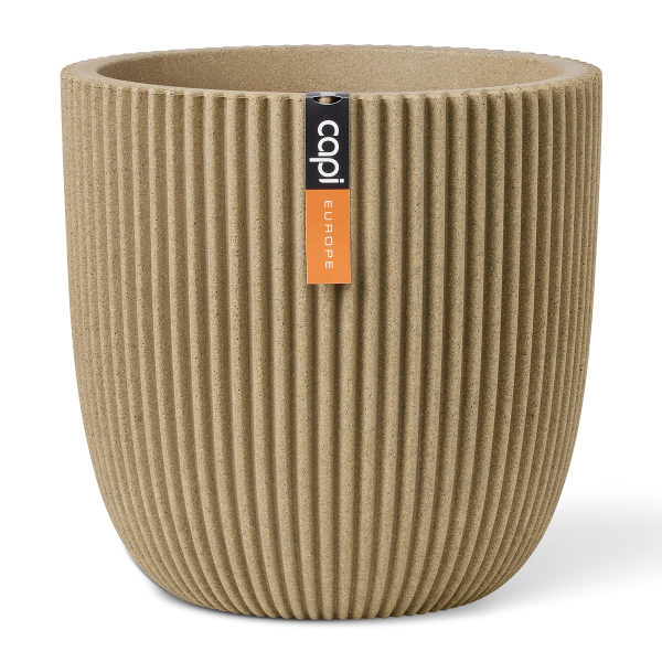 Capi Europe Übertopf Groove NL Kugel Beige mit Isolierschicht Ø 43  - Kunststoff