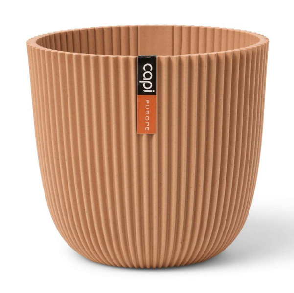 Capi Europe Übertopf Groove Kugel Pfirsichfarben Ø 25 cm - Kunststoff