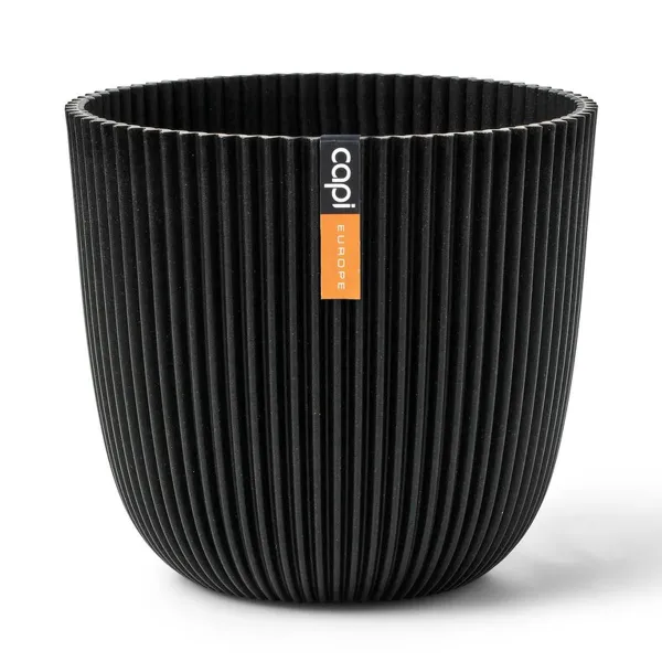 Capi Europe Übertopf Groove Kugel Schwarz Ø 13 cm - Kunststoff