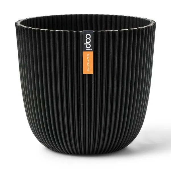 Capi Europe Übertopf Groove Kugel Schwarz Ø 16,5 cm - Kunststoff