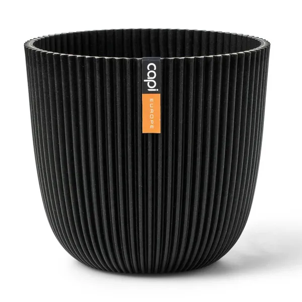 Capi Europe Übertopf Groove Kugel Schwarz Ø 25 cm - Kunststoff