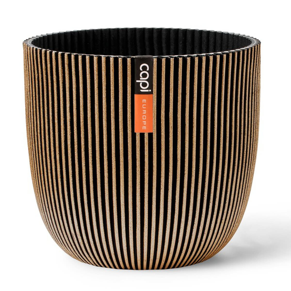 Capi Europe Übertopf Groove Kugel Schwarz & Goldfarben Ø 21,5  - Kunststoff