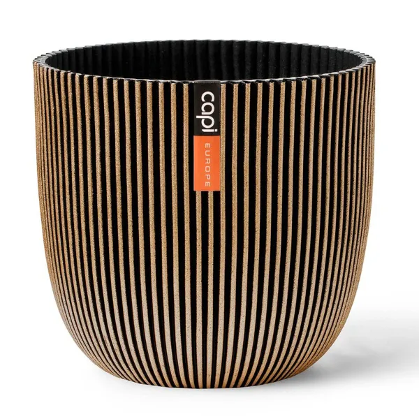 Capi Europe Übertopf Groove Kugel Schwarz & Goldfarben Ø 21,5 - Kunststoff