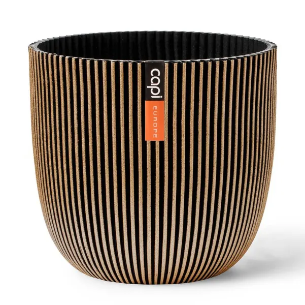 Capi Europe Übertopf Groove Kugel Schwarz & Goldfarben Ø 25 cm - Kunststoff