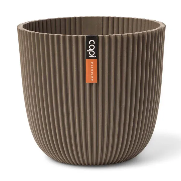 Capi Europe Übertopf Groove Kugel Taupe Ø 13 cm - Kunststoff