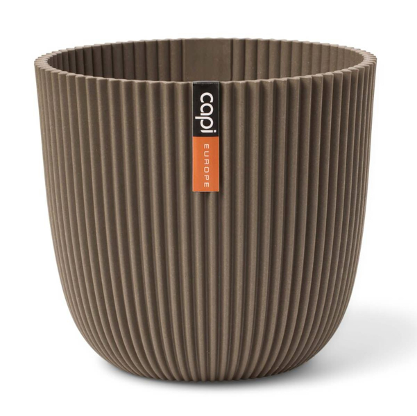 Capi Europe Übertopf Groove Kugel Taupe Ø 21,5  - Kunststoff