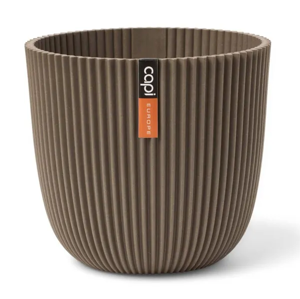 Capi Europe Übertopf Groove Kugel Taupe Ø 21,5 - Kunststoff