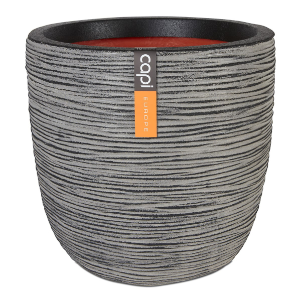 Capi Europe Übertopf Rib NL Kugel Anthrazit mit Isolierschicht Ø 35 cm - Kunststoff