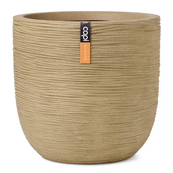 Capi Europe Übertopf Rib NL Kugel  Beige mit Isolierschicht Ø 35 cm - Kunststoff