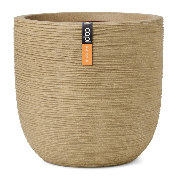 Capi Europe Übertopf Rib NL Kugel Beige mit Isilierschicht Ø 43 cm - Kunststoff