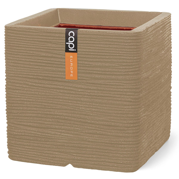 Capi Europe Pflanzgefäß Rib NL Quadratisch Beige 40 x 40  cm - Kunststoff