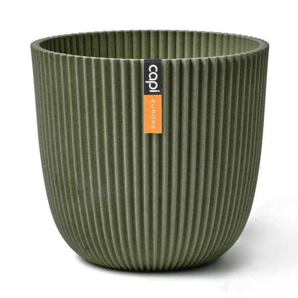 Capi Europe Übertopf Groove Kugel Grün Ø 25 cm - Kunststoff