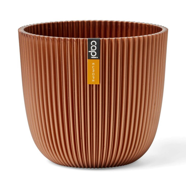 Capi Europe Übertopf Groove Kugel Kupferfarben metallic Ø 13 cm - Kunststoff