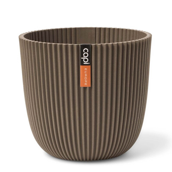 Capi Europe Übertopf Groove Kugel Taupe Ø 28 cm - Kunststoff