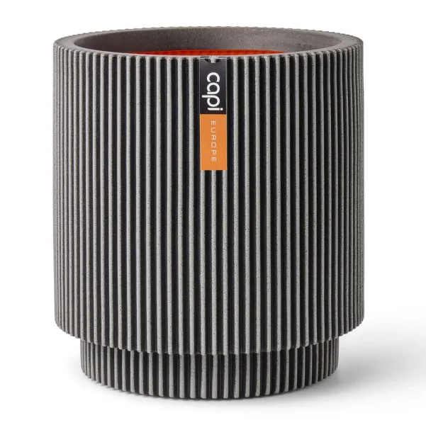Capi Europe Übertopf Groove NL Zylinder Anthrazit mit Isolierschicht Ø 36,6 cm - Kunststoff