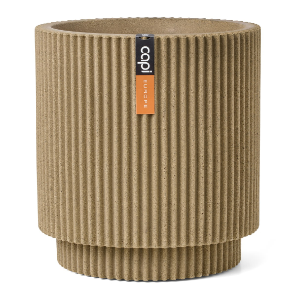 Capi Europe Übertopf Groove NL Zylinder Beige mit Isolierschicht Ø 36,6 cm - Kunststoff