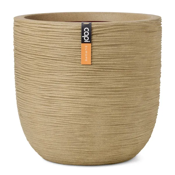 Capi Europe Übertopf Rib NL Kugel Beige mit Isilierschicht Ø 43 cm - Kunststoff
