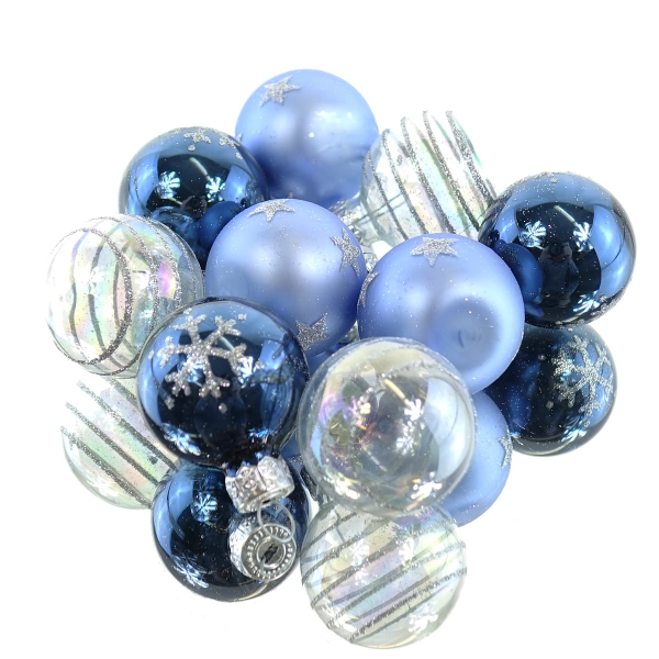 Christbaum-Micro-Kugeln Blau & Transparent 3er mix Ø 3 cm aus Glas - 9er Set
