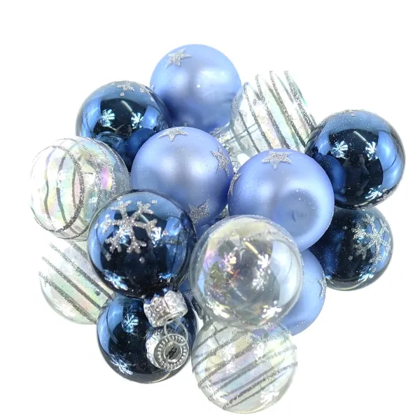 Christbaum-Micro-Kugeln Blau & Transparent 3er mix Ø 3 cm aus Glas - 9er Set
