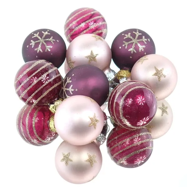 Christbaum-Micro-Kugeln Pink & Violett Ø 3 cm aus Glas - 9er Set