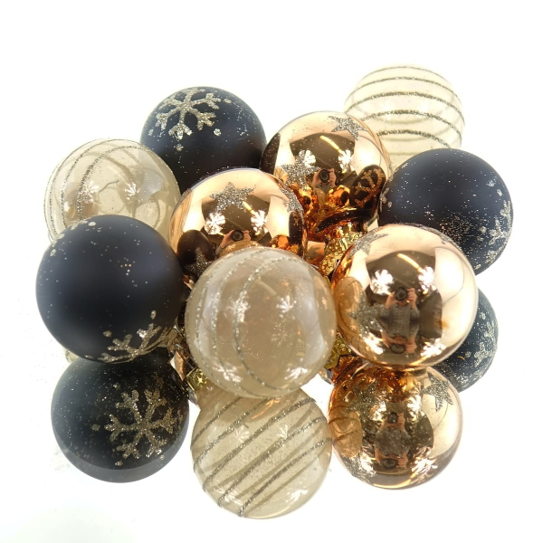 Christbaum-Micro-Kugeln Schwarz & Braun 3er mix Ø 3 cm aus Glas - 9er Set