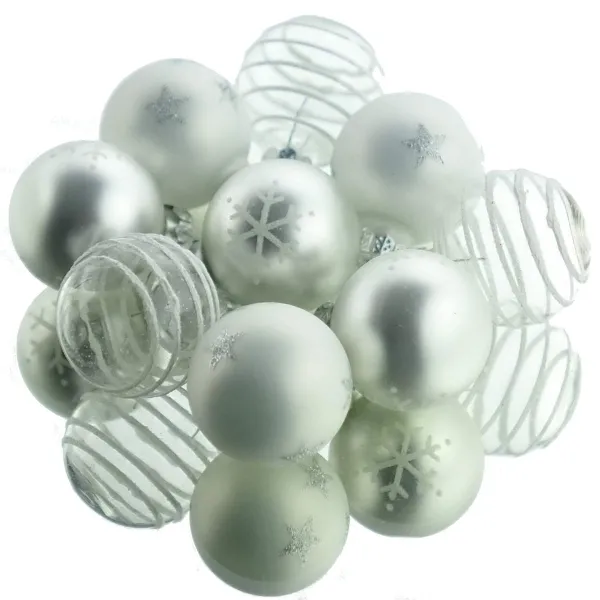 Christbaum-Micro-Kugeln Weiß & Transparent Ø 3 cm aus Glas - 9er Set