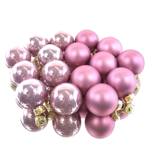 Christbaum-Mini-Kugeln Altpink altrosa Ø 3,5 cm aus Glas - 16er Set