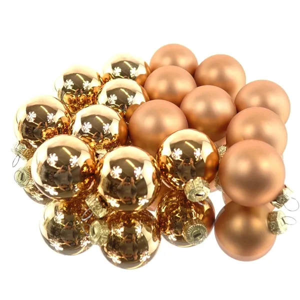 Christbaum-Mini-Kugeln Brandy braun-orange Ø 3,5 cm aus Glas - 16er Set