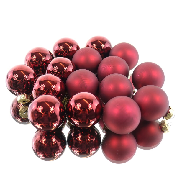 Christbaum-Mini-Kugeln Ox Blood dunkelrot Ø 3,5 cm aus Glas - 16er Set