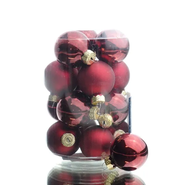 Christbaum-Mini-Kugeln Ox Blood dunkelrot Ø 3,5 cm aus Glas - 16er Set Christbaum-Mini-Kugeln Ox Blood dunkelrot Ø 3,5 cm aus Glas - 16er Set