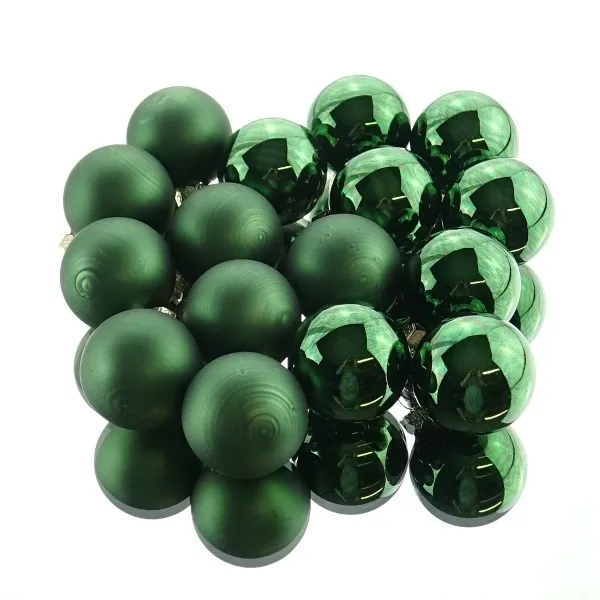Christbaum-Mini-Kugeln Piniengrün Ø 3,5 cm aus Glas - 16er Set