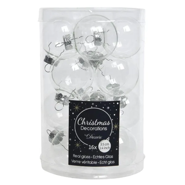 Christbaum-Mini-Kugeln Transparent Ø 3,5 cm aus Glas - 16er Set Christbaum-Mini-Kugeln Transparent Ø 3,5 cm aus Glas - 16er Set