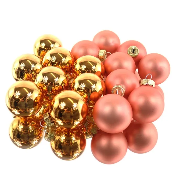 Christbaum-Mini-Kugeln Warm Orange Ø 3,5 cm aus Glas - 16er Set