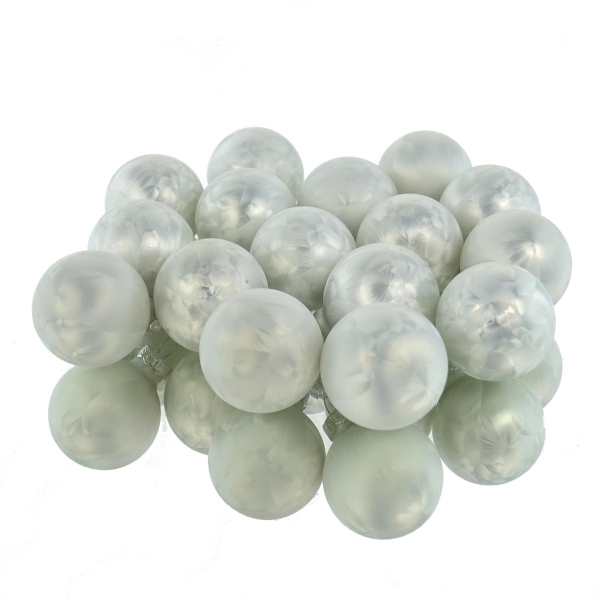 Christbaum-Mini-Kugeln Weiß Eislack Ø 3,5 cm aus Glas - 16er Set