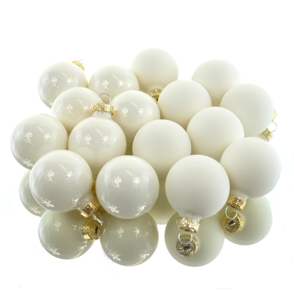 Christbaum-Mini-Kugeln Wollweiß Ø 3,5 cm aus Glas - 16er Set
