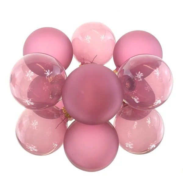 Christbaumkugeln Altpink 3 x transparent & 3 x matt Ø 6 cm aus Glas - 6er Set