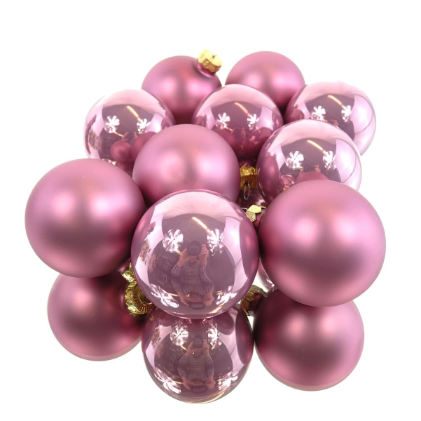 Christbaumkugeln Altpink 5 x glänzend & 5 x matt Ø 6 cm aus Glas - 10er Set
