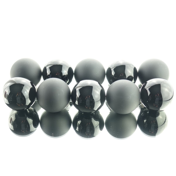 Christbaumkugeln Black schwarz 5 x glänzend & 5 x matt Ø 6 cm aus Glas  - 10er Set